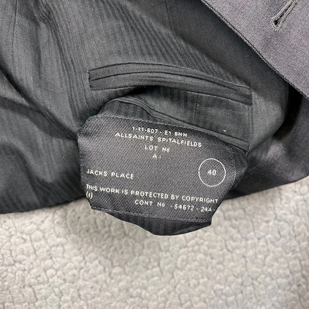 All Saints Wool Suit Vest Larson Waistcoat‎ Mens 40 Charcoal Grey MWE528 NWT